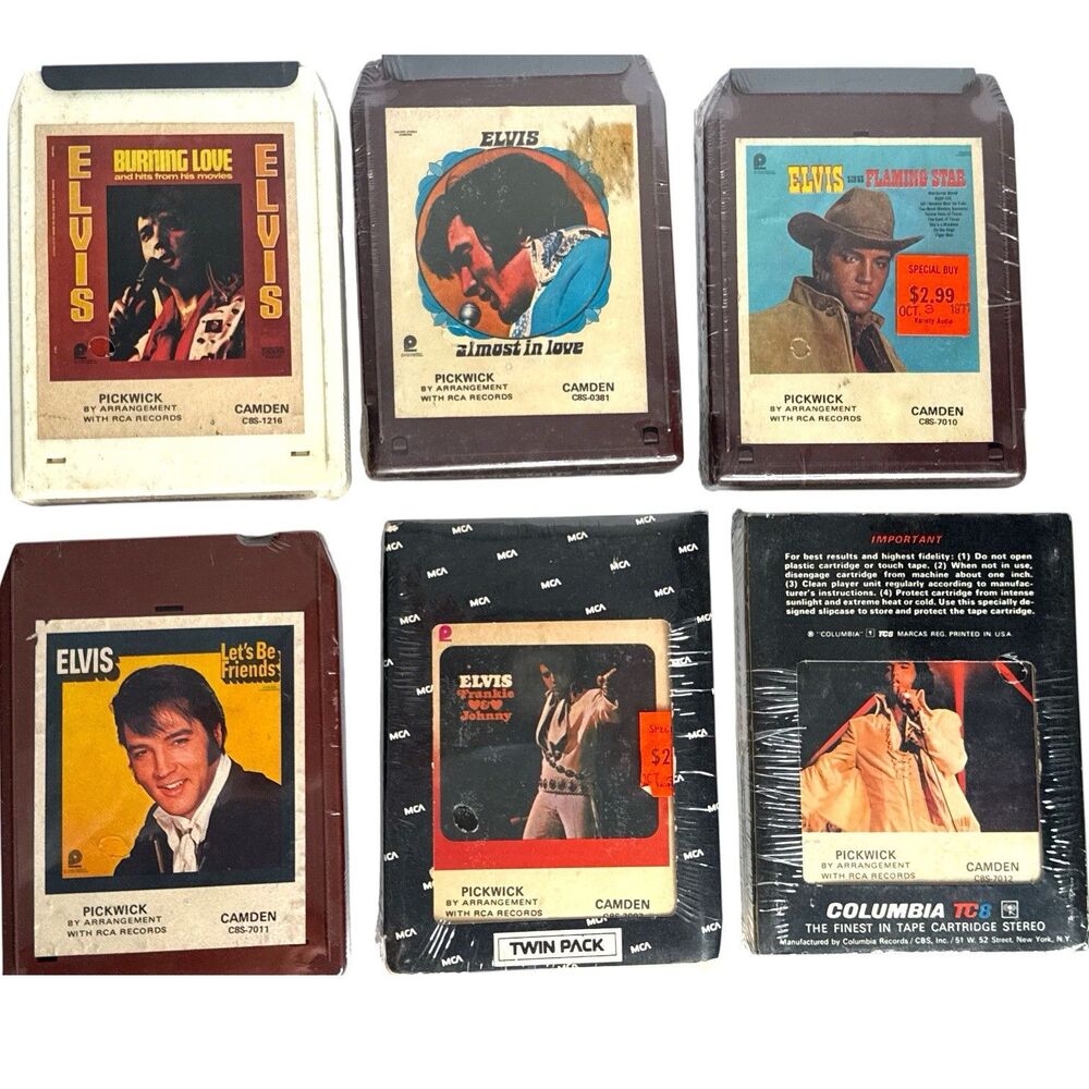 Vintage Elvis Presley 8 Track Tape Lot RCA Camden Burning Love Flaming Star